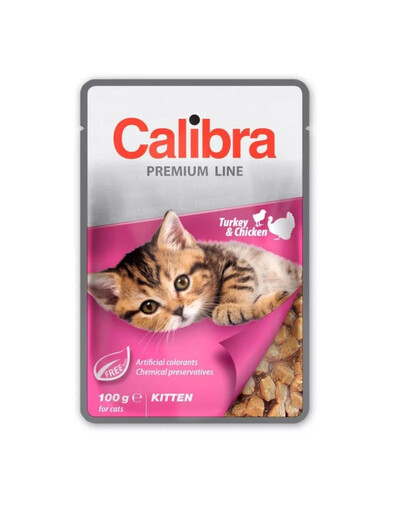 CALIBRA Cat Premium Line Kitten Turkey&Chicken 100 g su kalakutiena ir vištiena kačiukams
