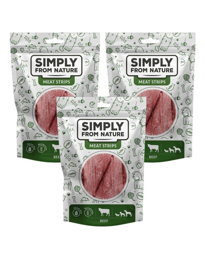 SIMPLY FROM NATURE Meat Strips Jautienos mėsos juostelės šunims 3x80 g