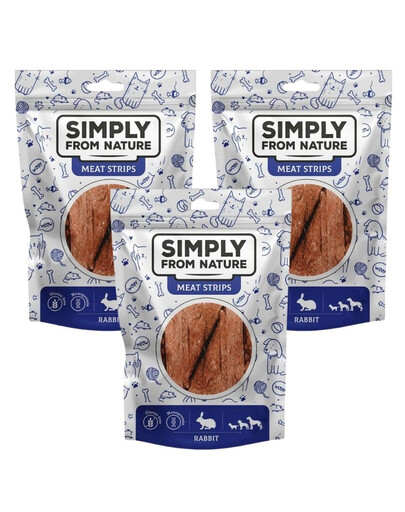 SIMPLY FROM NATURE Meat Strips Triušienos juostelės šunims 3x80 g