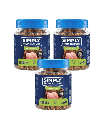 SIMPLY FROM NATURE Smart Bites Kalakutienos dresuotojai šunims 3x130g
