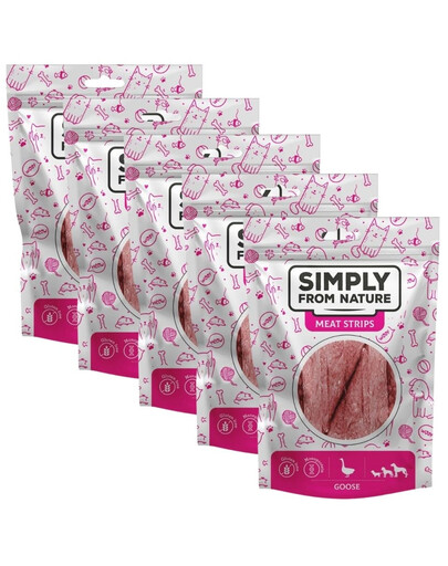 SIMPLY FROM NATURE Meat Strips Žąsienos juostelės šunims 5x80 g
