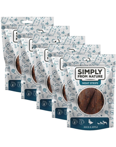 SIMPLY FROM NATURE Meat Strips Mėsos juostelės su antiena ir obuoliais šunims 5x80 g