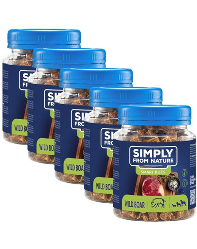 SIMPLY FROM NATURE Smart Bites šernų dresiruokliai šunims 5x130 g