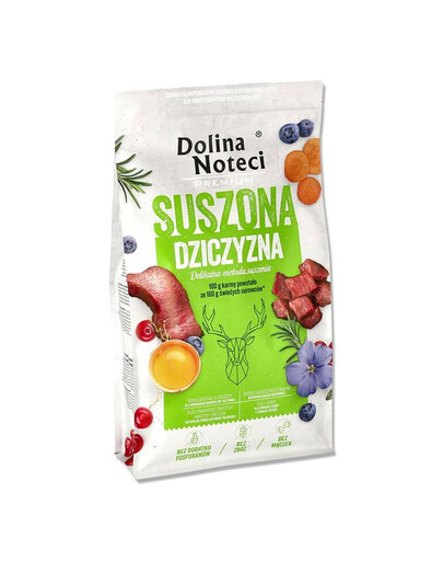 DOLINA NOTECI Premium Džiovintas elnienos ėdalas šunims 9 kg