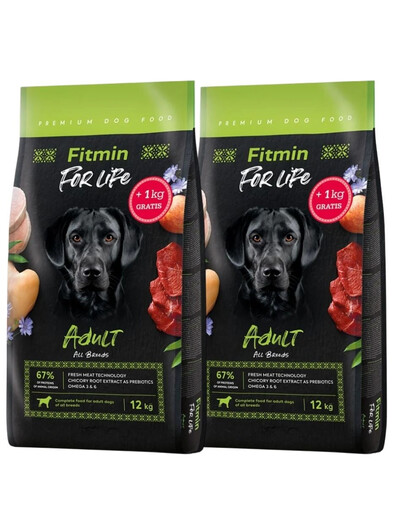 FITMIN Dog For Life Adult 26 kg (12x3 kg) suaugusiam šuniui