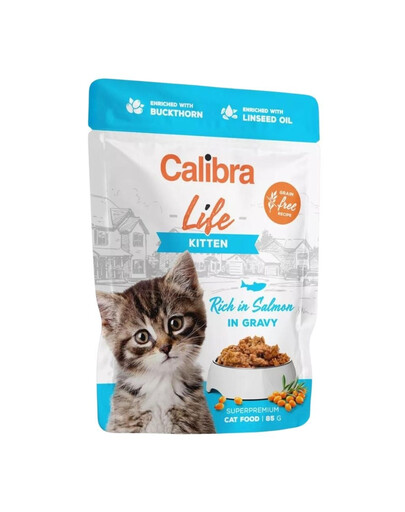CALIBRA Cat Life Pouch Kitten Salmon in gravy 85 g lašiša padaže kačiukams