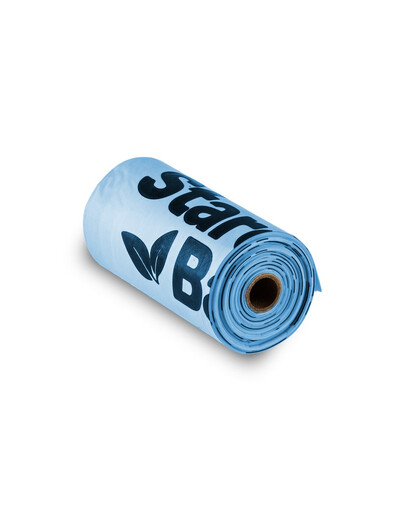 STARCH BAG Kompostuojamieji BIO maišeliai išmatoms 1 ritinėlis x 15 vnt., mėlynos spalvos