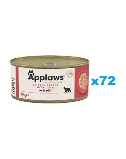 APPLAWS Cat Adult Chicken Breast with Duck in Broth vištienos krūtinėlė su antiena sultinyje 6x156g