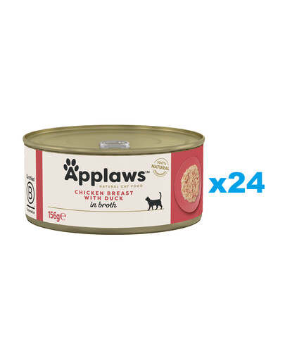 APPLAWS Cat Adult Chicken Breast with Duck in Broth vištienos krūtinėlė su antiena sultinyje 24x156g