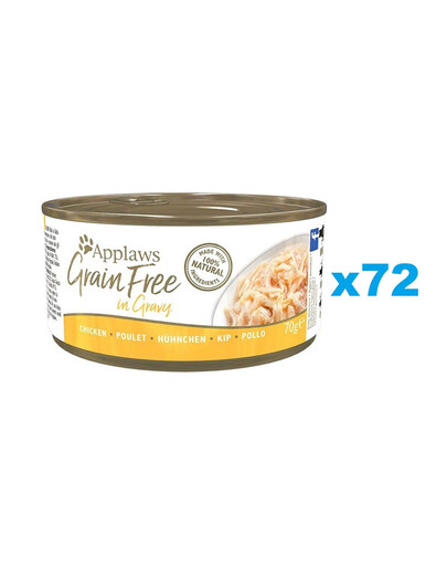 APPLAWS Cat Adult Grain Free in Gravy Chicken vištiena padaže 72x70 g