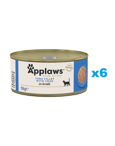 APPLAWS Cat Adult Tuna with Crab in Broth tunas ir krabai sultinyje 6x156 g