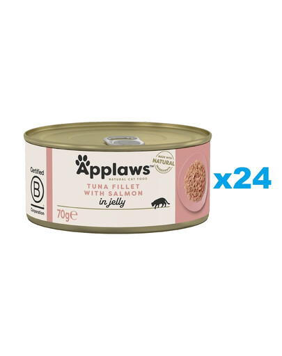 APPLAWS Cat Adult Tuna Fillet with Salmon in Jelly tunas ir lašiša drebučiuose 24x70g