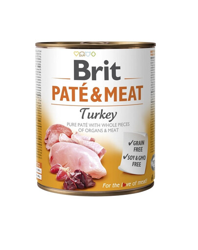 BRIT Pate&Meat turkey 800 g kalakutienos paštetas šunims