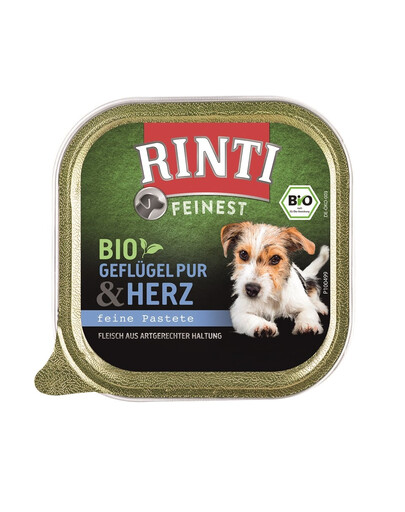 RINTI Feinest Bio Paukštiena Pure&Poultry širdelių dėklas 150 g