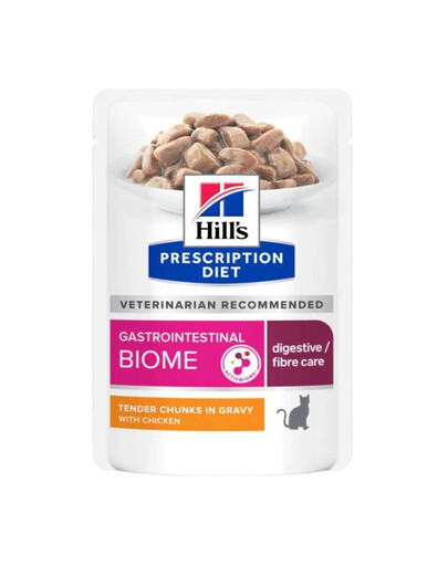 HILL'S Prescription Diet Feline Gastrointestinal Biome su vištiena 12x85 g paketėliuose