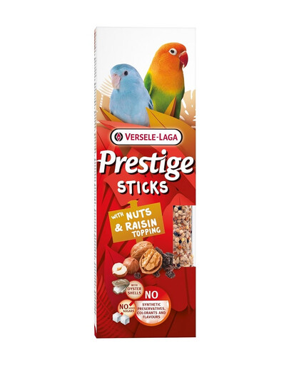 VERSELE-LAGA Prestige Sticks 2 riešutų ir razinų pabarstukai mažoms papūgėlėms 60g