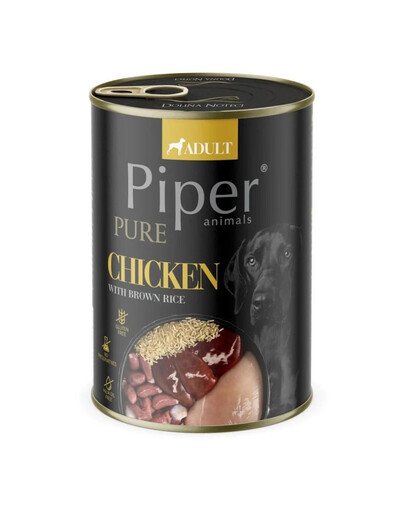 PIPER Pure vištiena su rudaisiais ryžiais 400g drėgno ėdalo šunims