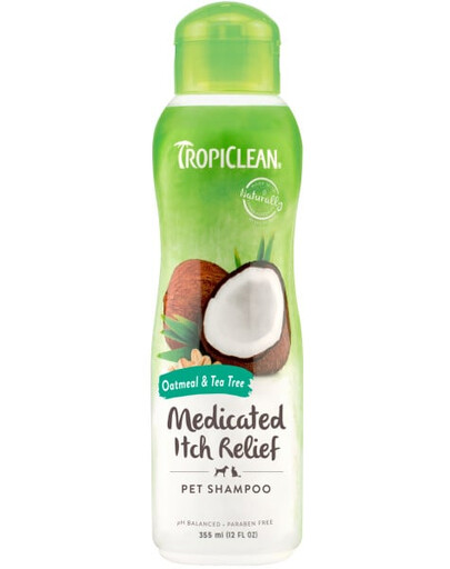 TROPICLEAN Oatmeal Tea Tree Medicated Itch Relief Shampoo 355ml Šampūnas šunims ir katėms nuo niežulio