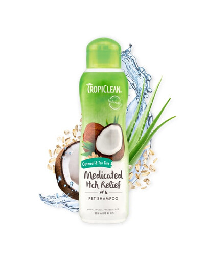 TROPICLEAN Oatmeal Tea Tree Medicated Itch Relief Shampoo 355ml Šampūnas šunims ir katėms nuo niežulio