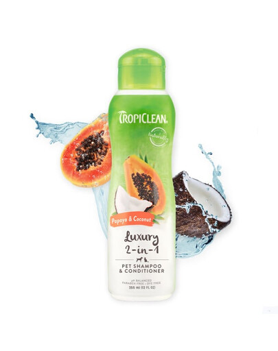 TROPICLEAN Papaya Coconut šampūnas ir kondicionierius 355ml šampūnas ir kondicionierius šunims ir katėms