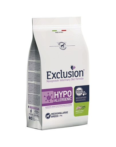 EXCLUSION Hypoallergenic medium large breeds ėdalas vabzdžiams, skirtas vidutinių ir stambių veislių gyvūnams, kurių svoris 12 kg