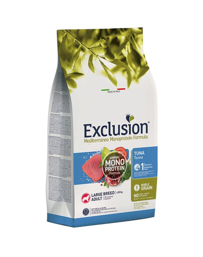 EXCLUSION MonoProtein Noble Grain large breed dogs didelių veislių šunų maistas su tunu 12 kg