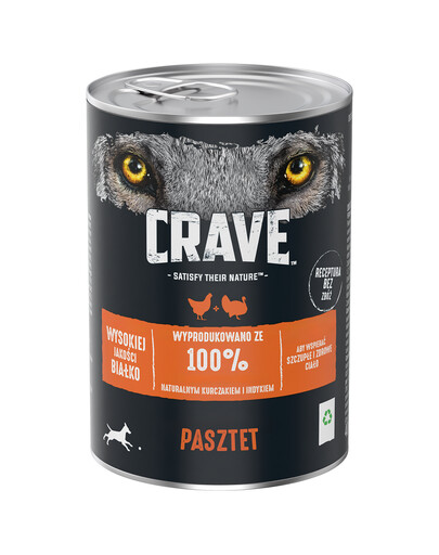 CRAVE skardinė 400 g - vištienos ir kalakutienos paštetas (pilnavertis drėgnas ėdalas suaugusiems šunims be grūdų