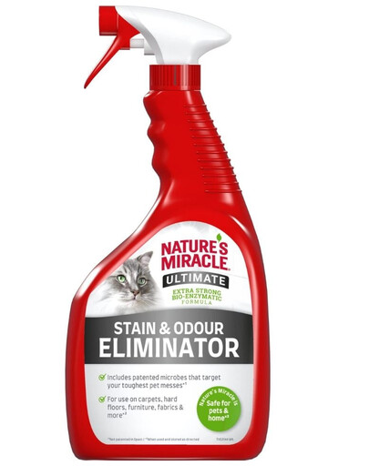 NATURE'S MIRACLE ULTIMATE Stain&Odour Remover Cat 946 ml užsispyrusių kačių nešvarumų šalinimas
