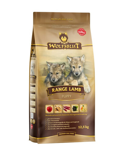 WOLFSBLUT Range Lamb Puppy sausas šuniukų ėdalas su ėriena ir rudaisiais ryžiais 12,5 kg
