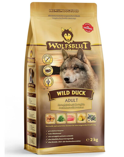 WOLFSBLUT Wild Duck Large Breed Adult sausas didelių veislių šunų ėdalas su antiena 12,5 kg