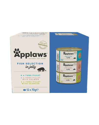 APPLAWS Cat Tin Fish Selection in Jelly Multipack 12x70g drėgnas ėdalas su žuvimi želė katėms