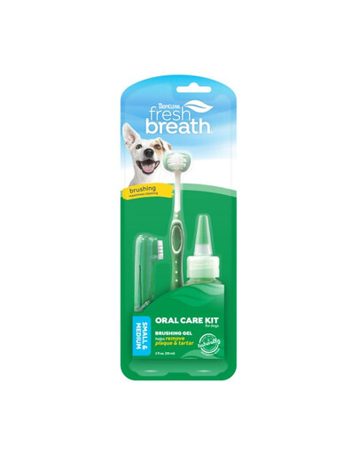 TROPICLEAN Fresh Breath Oral Care Small Dog Kit 59ml dantų valymo rinkinys mažiems ir vidutiniams šunims
