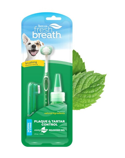 TROPICLEAN Fresh Breath Oral Care Small Dog Kit 59ml dantų valymo rinkinys mažiems ir vidutiniams šunims