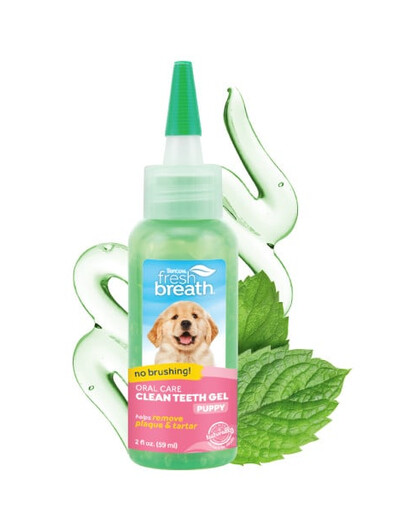 TROPICLEAN Fresh Breath Clean Teeth Burnos priežiūros gelis šuniukams 59ml burnos priežiūros gelis šuniukams