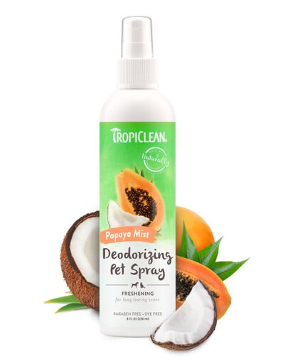 TROPICLEAN Papaya Mist dezodoruojantis purškalas 236ml Gaivinamasis purškalas šunims ir katėms
