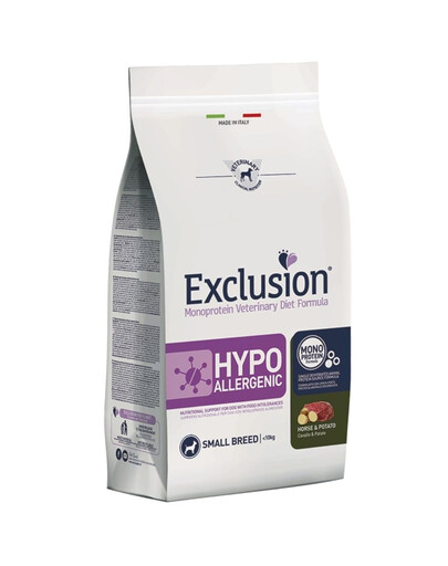 EXCLUSION Hypoallergenic small breeds mažų veislių šunų ėdalas su arkliena ir bulvėmis 2 kg