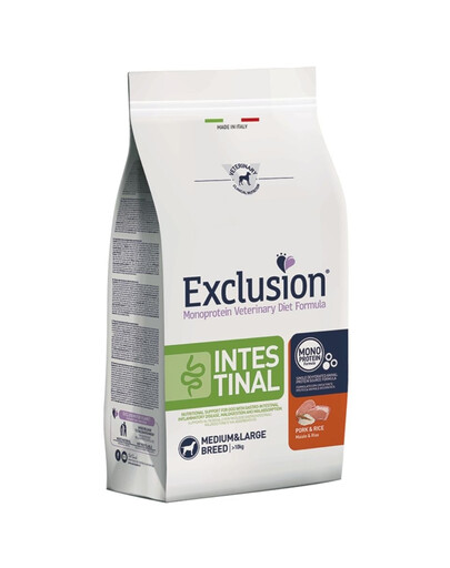 EXCLUSION Intestinal medium large breeds su kiauliena vidutinių ir didelių veislių šunims 12 kg