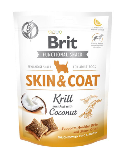 BRIT Care Dog Functional Snack Skin&Coat Krill 150g krilio skanėstas kailiui