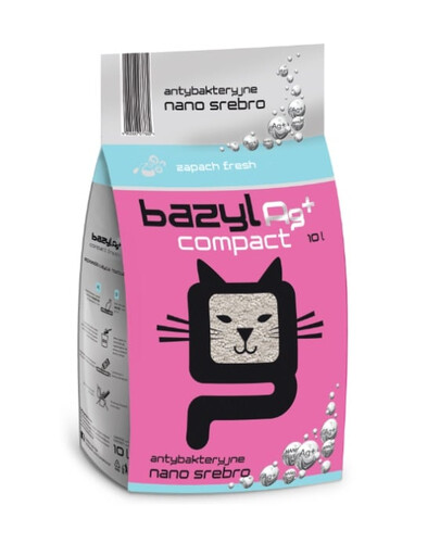 BAZYL Ag+ Compact Fresh 10 L Bentonito kačių kraikas su nano sidabru, gaivaus kvapo