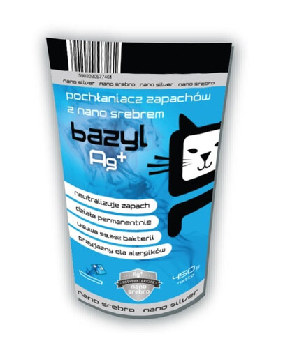 BAZYL Ag+ Bentonito kvapų absorbentas katėms 450 g