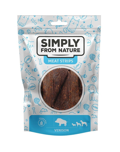 SIMPLY FROM NATURE Meat Strips Žvėrienos juostelės šunims 4 x 80 g (3+1 NEMOKAMAI)