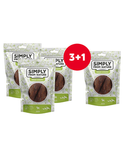 SIMPLY FROM NATURE Meat Noodles Mėsos kukuliai su elniena ir šernu šunims 4 x 80 g (3+1 NEMOKAMAI)