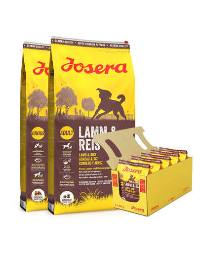 JOSERA Lamm&Reis 2 x 12,5kg suaugusiems šunims su ėriena + 5 x 900 g NEMOKAMAI