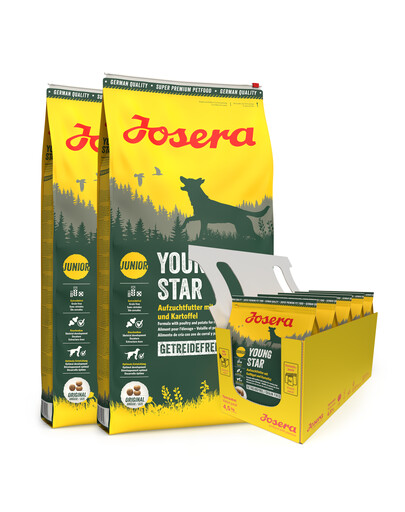 JOSERA YoungStar 2 x 12,5kg šuniukams ir jauniems šunims + 5 x 900g NEMOKAMAI