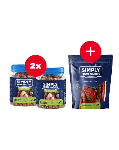 SIMPLY FROM NATURE Smart Bites Triušių traukinukai šunims 2 x 130 g + skanėstas NEMOKAMAI