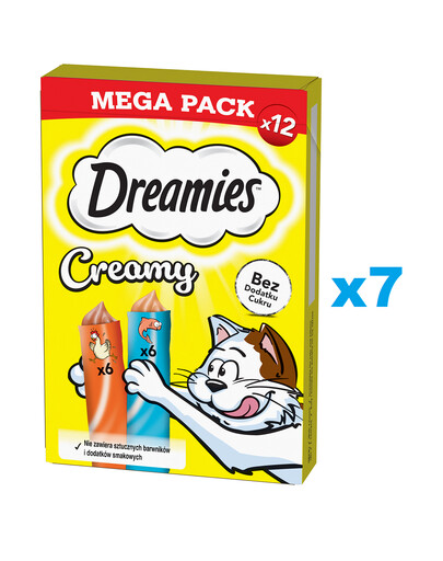 DREAMIES Creamy MEGA PACK Vištienos ir lašišos papildomi pašarai 84x10 g