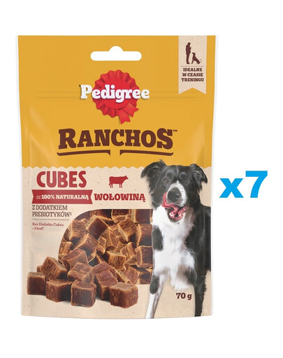 PEDIGREE Ranchos Cubes 7x70 g papildomas ėdalas suaugusiems šunims su jautiena