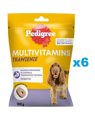 PEDIGREE Multivitaminai virškinimui papildomas pašaras suaugusiems šunims vištienos skonio 6x180 g