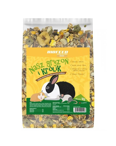 BIOFEED Mūsų graužikų ir triušių universalus maistas triušiams ir graužikams 10 kg