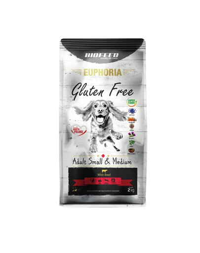 BIOFEED EUPHORIA Be glitimo su jautiena mažiems ir vidutiniams šunims 12 kg